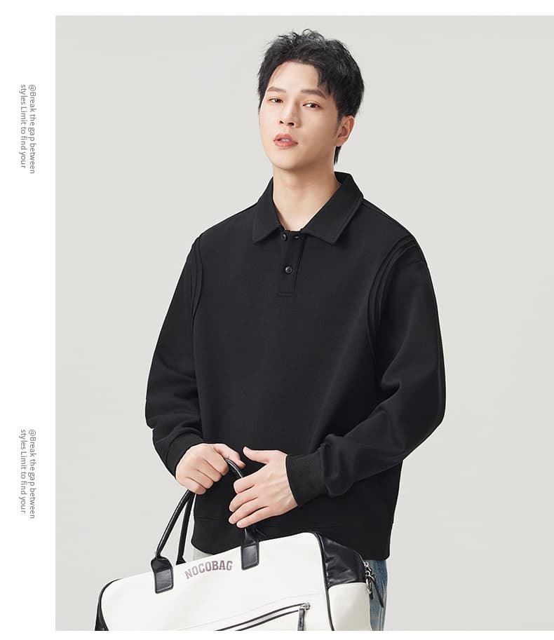 실사 2026 가을 겨울 새로운 무거운 POLO 셔츠 후드티 남자 루즈핏 다용도 폴로 칼라 티셔츠 출퇴근 맨위 상세 이미지 18