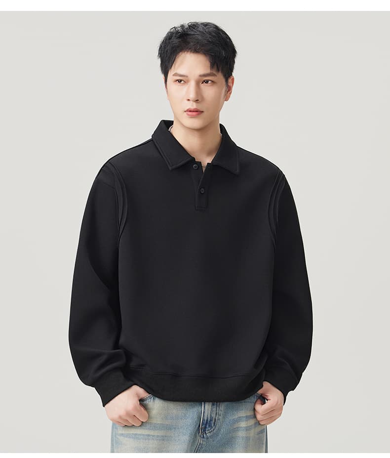 실사 2026 가을 겨울 새로운 무거운 POLO 셔츠 후드티 남자 루즈핏 다용도 폴로 칼라 티셔츠 출퇴근 맨위 상세 이미지 19
