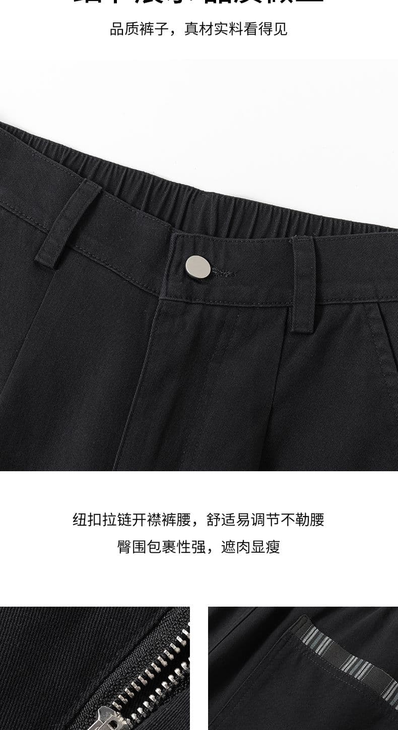 실사 2026 가을 겨울 새로운 아메리칸 워시 물 순면 체크무늬 패치워크 캐주얼 바지 남자 루즈핏 다용도 작은 모통이 칼 바지 상세 이미지 3