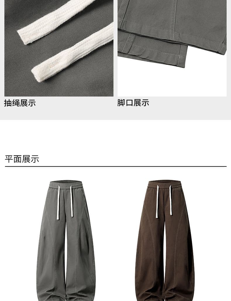 실사 2026 가을 겨울 새로운 아메리칸 워시 물 순면 워크웨어 캐주얼 모통이 칼 바지 루즈핏 스트레이트 와이드 레그 팬츠 상세 이미지 6