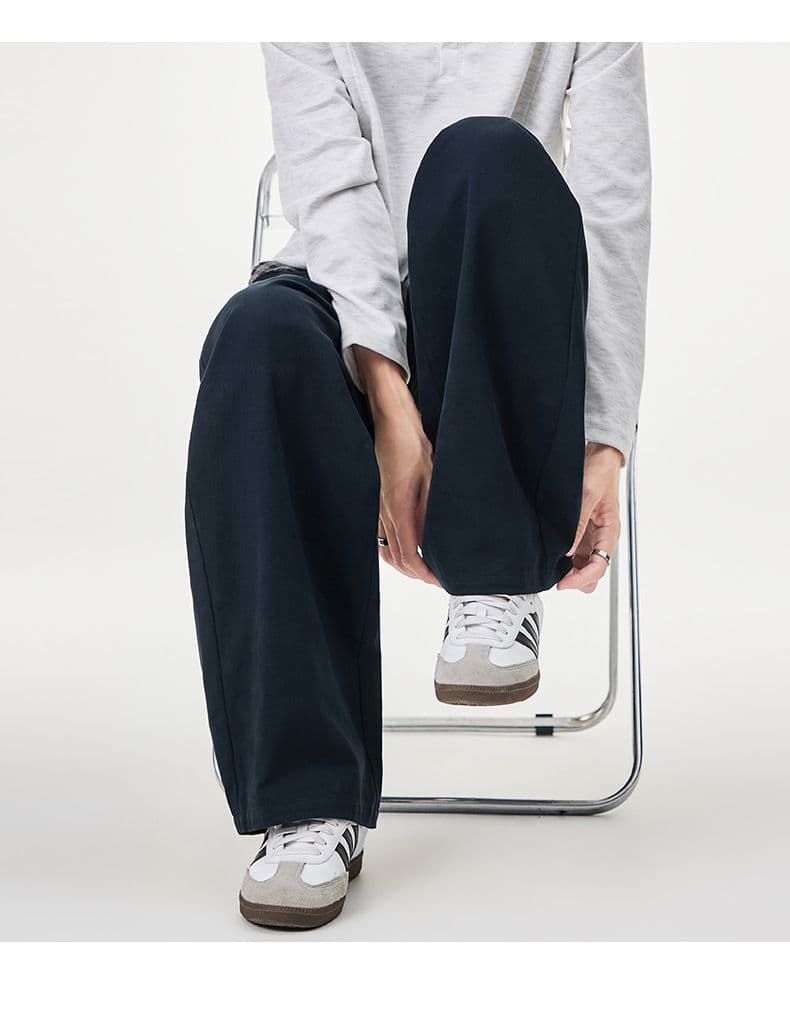 실사 2026 가을 겨울 새로운 아메리칸 워시 물 순면 배색 와이드 레그 팬츠 체크무늬 루즈핏 도루 센스 캐주얼 바지 상세 이미지 19