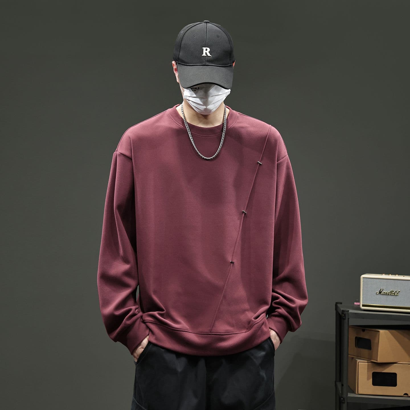 실사 2026 가을 겨울 새로운 패치워크 조수 브랜드 후드티 높음 밀 뜨개질 프로 피부 부드러운 찹쌀 통기성 편안함 출퇴근 맨위 이미지 3