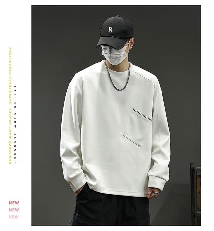 실사 2026 가을 겨울 새로운 패치워크 후드티 남자 고밀도 프로 피부 부드러운 찹쌀 아니요 넥타이 피부 통기성 편안함 출퇴근 맨위 상세 이미지 9