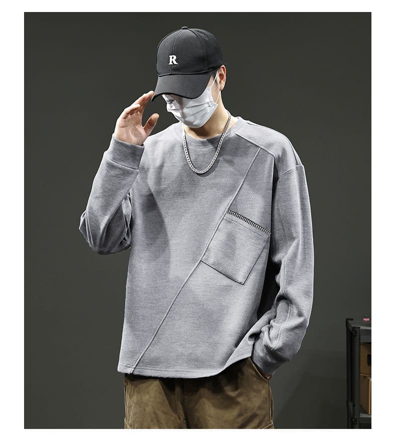 실사 2026 가을 겨울 새로운 패치워크 후드티 남자 고밀도 프로 피부 부드러운 찹쌀 아니요 넥타이 피부 통기성 편안함 출퇴근 맨위 상세 이미지 16