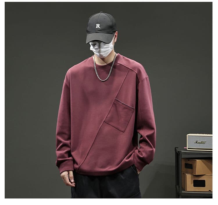 실사 2026 가을 겨울 새로운 패치워크 후드티 남자 고밀도 프로 피부 부드러운 찹쌀 아니요 넥타이 피부 통기성 편안함 출퇴근 맨위 상세 이미지 18