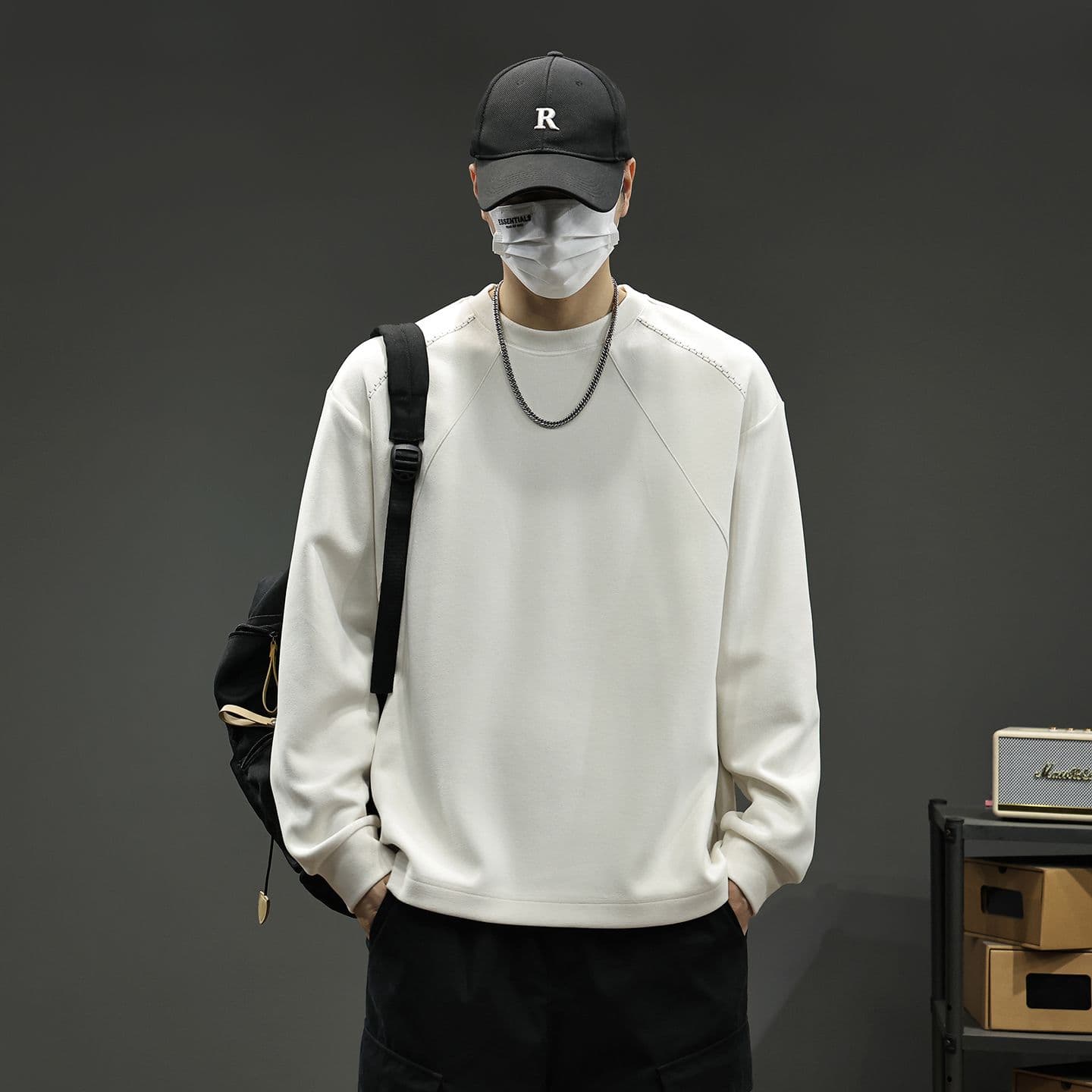 실사 2026 가을 겨울 새로운 후드티 남자 고밀도 프로 피부 터치 부드러운 찹쌀 아니요 넥타이 피부 통기성 편안함 티셔츠 이미지 2