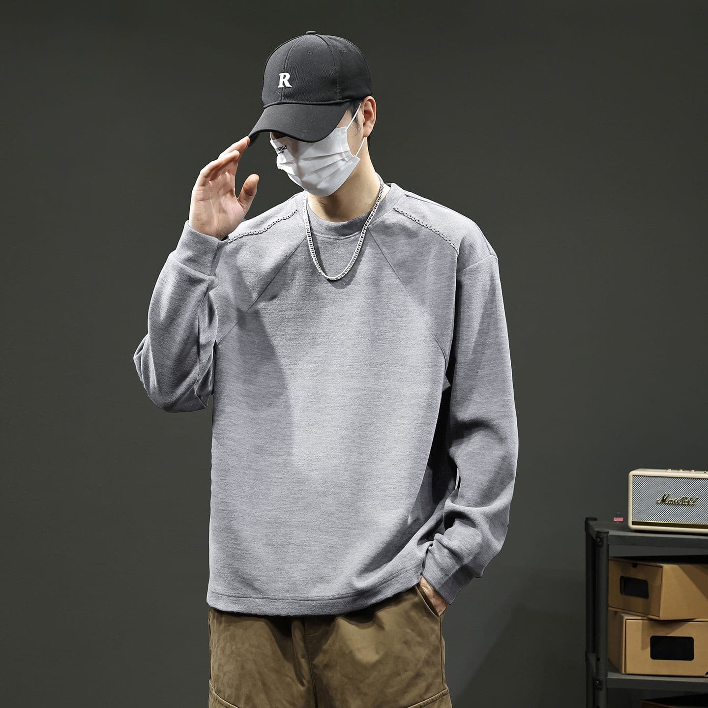 실사 2026 가을 겨울 새로운 후드티 남자 고밀도 프로 피부 터치 부드러운 찹쌀 아니요 넥타이 피부 통기성 편안함 티셔츠 이미지 3