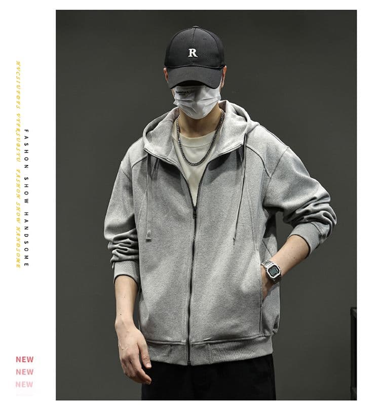 실사 2026 가을 겨울 새로운 후드 오픈 가디건 후드티 남녀 루즈핏 삽입 어깨 소매 캐주얼 지퍼 재킷 맨위 상세 이미지 7