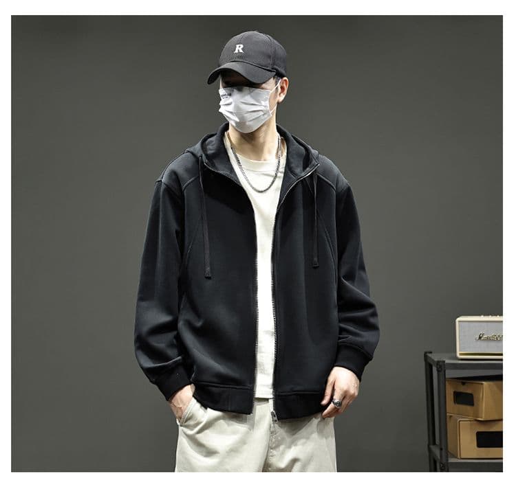 실사 2026 가을 겨울 새로운 후드 오픈 가디건 후드티 남녀 루즈핏 삽입 어깨 소매 캐주얼 지퍼 재킷 맨위 상세 이미지 10