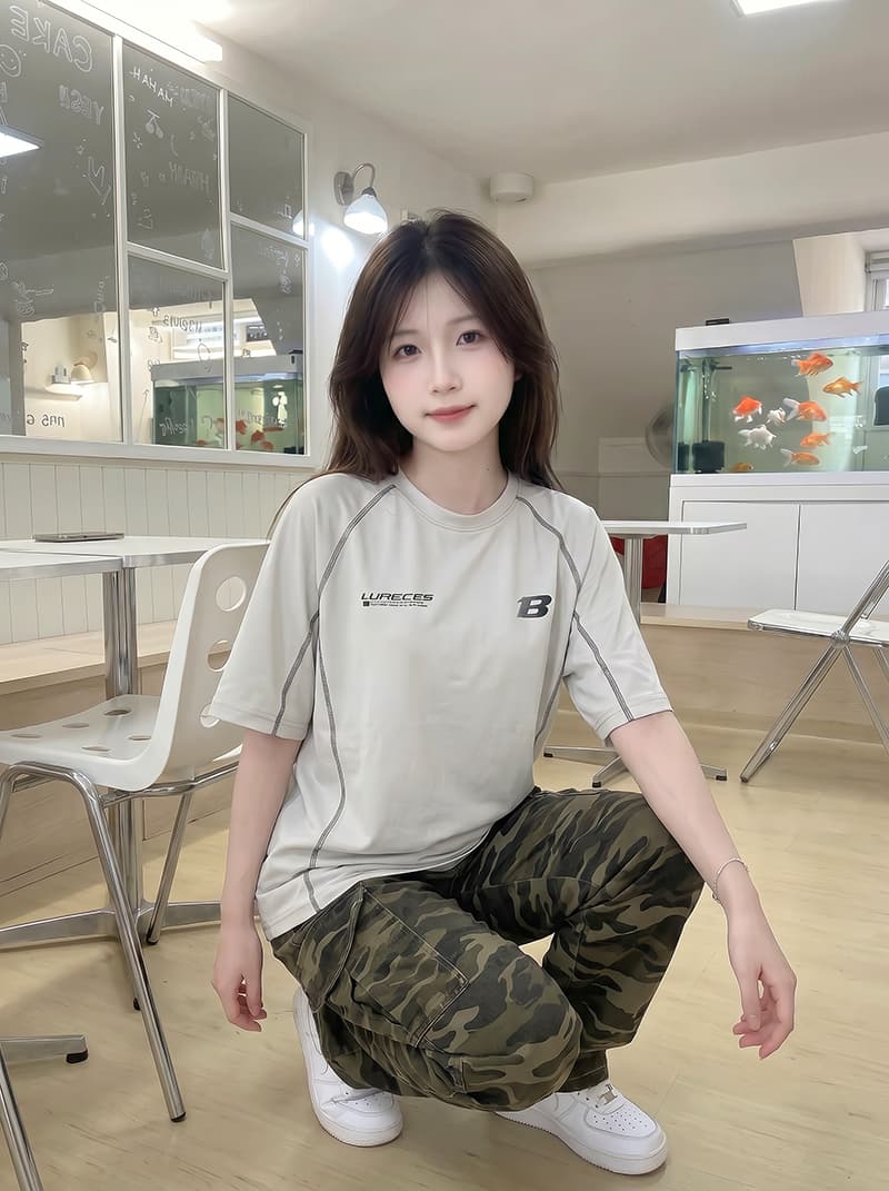 경관 그림 230 크 순면 반팔 티셔츠 여성 의류 여름 새로운 한 부서 중간 길이 루즈핏 디자인 센스 라운드 넥 맨위 상세 이미지 8