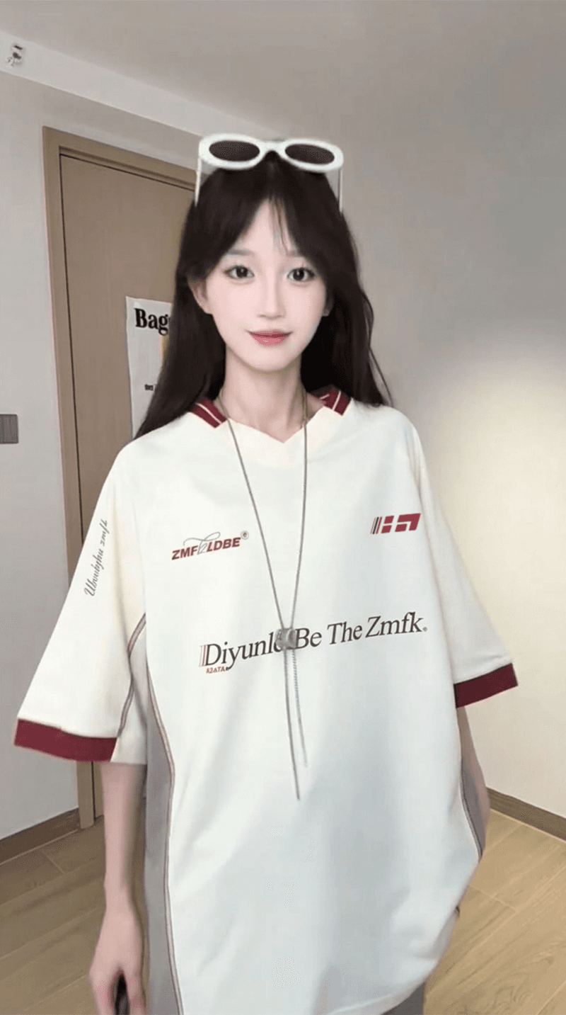 경관 그림 조수 브랜드 반팔 티셔츠 남녀 커플룩 여름 얇은 새로운 한 부서 루즈핏 삽입 색상 라운드 넥 맨위 이미지 2