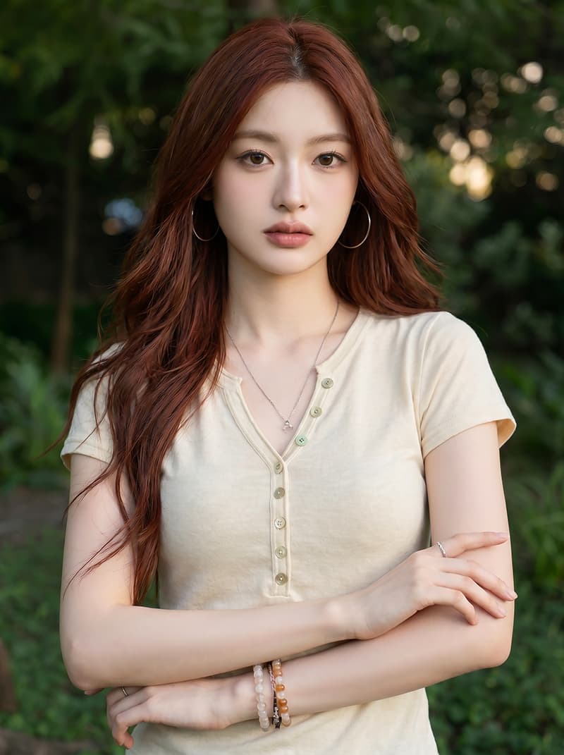 경관 그림 6 하나 양모 반팔 티셔츠 니트 스웨터 여름 새로운 단추 몸매 가꾸기 슬림해 보이는 V넥 맨위 여성 의류 상세 이미지 9