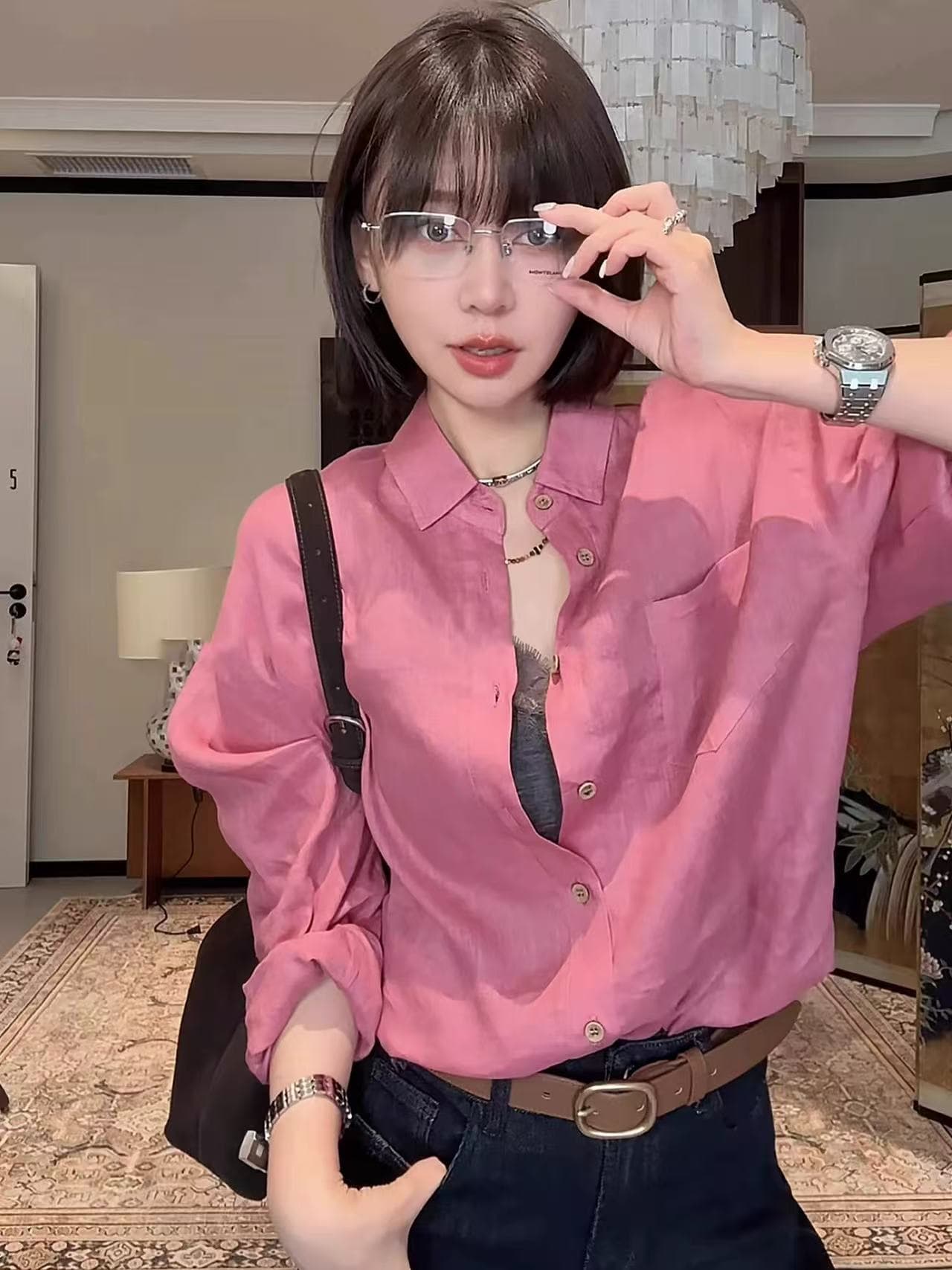 스타 시리아 100 아마 다용도 캐주얼 느긋한 바람 얇은 스타일 루즈핏 슬림해 보이는 셔츠 맨위 여성 이미지 2