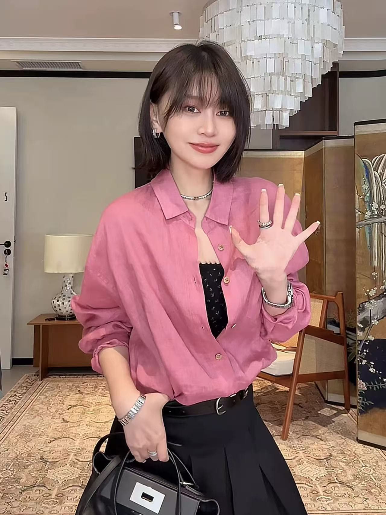 스타 시리아 100 아마 다용도 캐주얼 느긋한 바람 얇은 스타일 루즈핏 슬림해 보이는 셔츠 맨위 여성 상세 이미지 4
