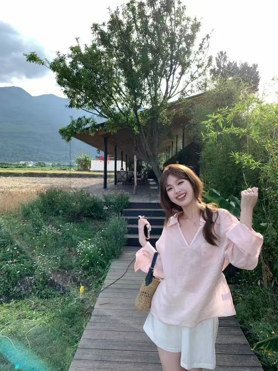 지능 유럽 니켈 컬러 짜임 아마 공기 센스 자외선 차단 긴팔 맨위 V넥 수 있습니다. 조정 허리 수축 셔츠 상세 이미지 6