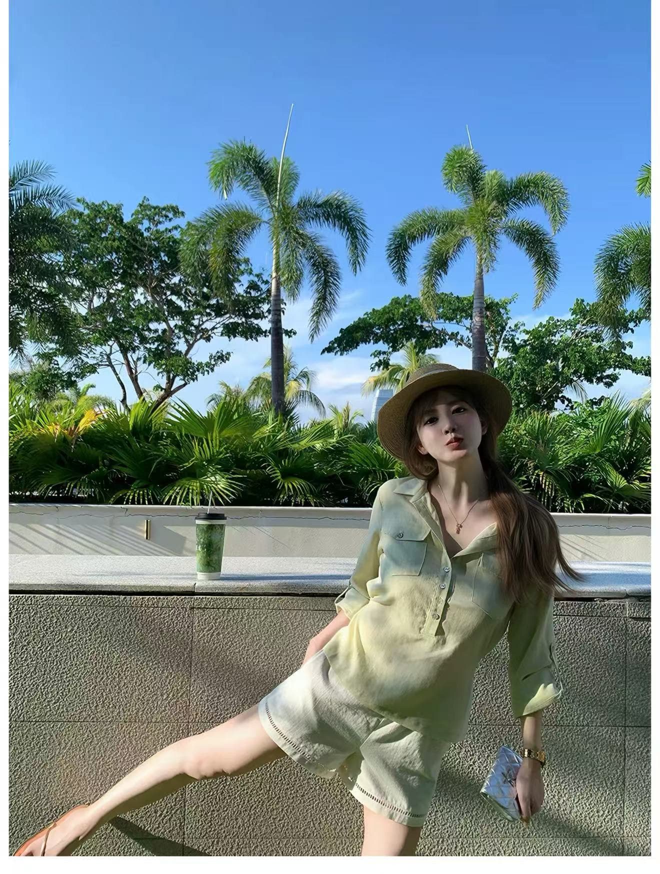 셔츠 통제 딱 알맞다 ~ 중 루즈핏 핏 스타일 아마 주간 실크 더 통기성 부드럽다 셔츠 여성 이미지 2