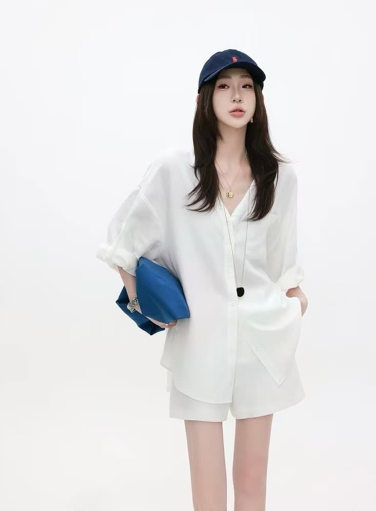 오래된 요새 저녁 종 주간 실크 아마 여성 셔츠 여름 오래된 돈 바람 얇은 스타일 중간 소매 셔츠 재킷 상세 이미지 5