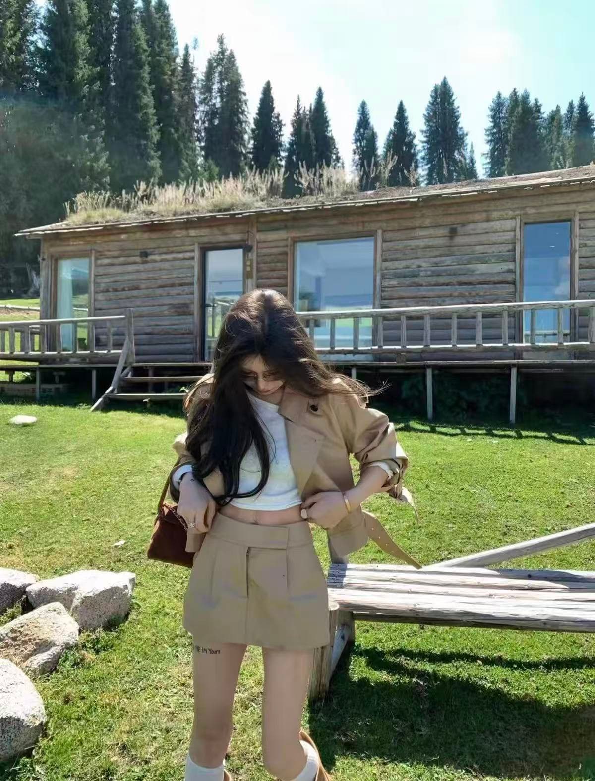 쌀 Na 홈 해시계 바젤 카키 워크웨어 섹션 재킷 카키 워크웨어 치마바지 이미지 4