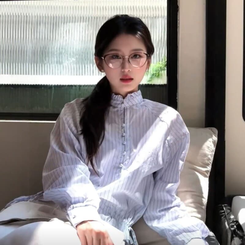 빛 사람들 코치 품격 로얄 자매 스트라이프 긴팔 셔츠 2026 가을 새로운 패션 캐주얼 출퇴근 맨위 여성 의류 상세 이미지 2