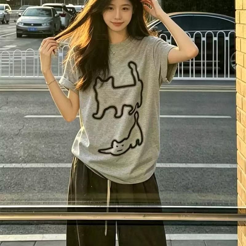 조수 브랜드 반팔 셔츠 여성 여름 디자인 센스 작은 대중 프랑스식 Chic 레트로 chic 홍콩 느낌 맨위 이미지 5