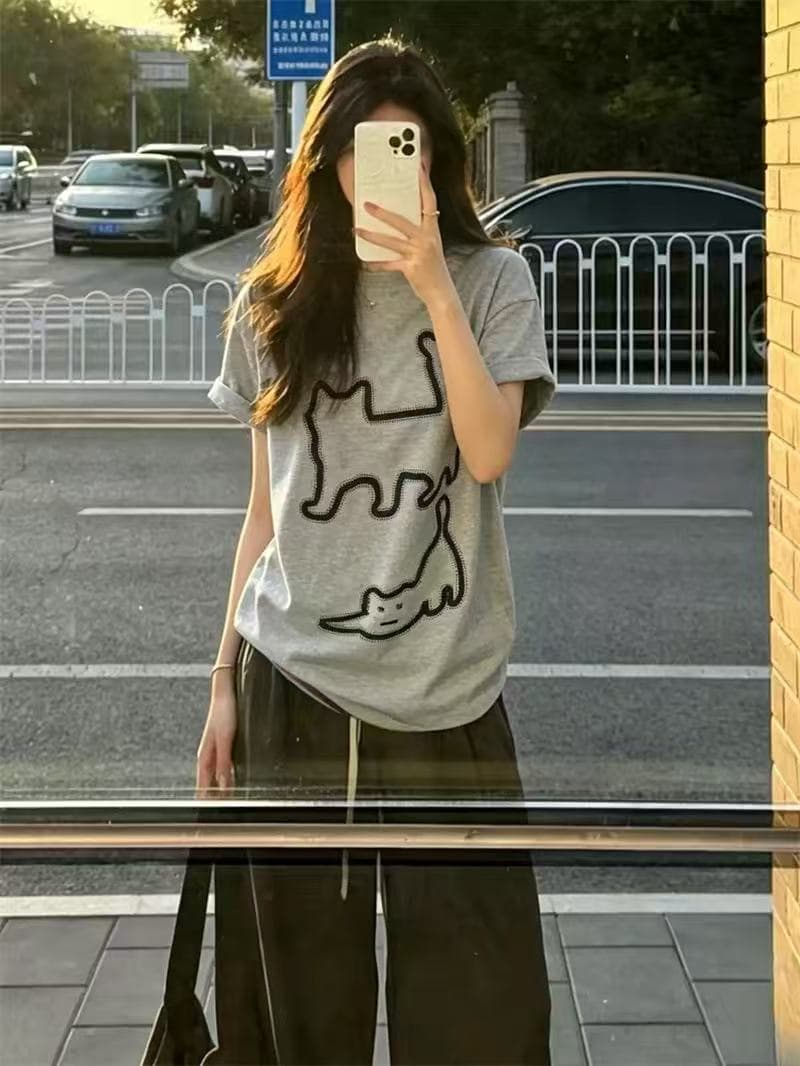 조수 브랜드 반팔 셔츠 여성 여름 디자인 센스 작은 대중 프랑스식 Chic 레트로 chic 홍콩 느낌 맨위 이미지 4