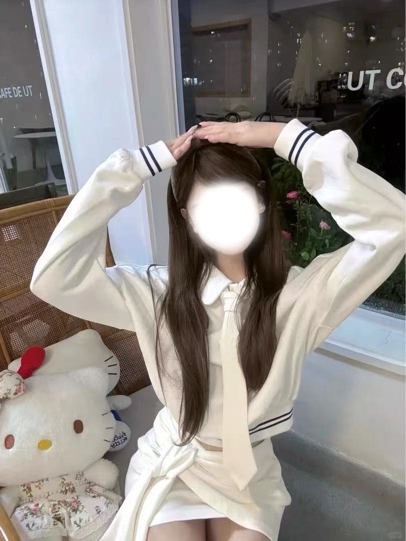 학원 스타일 순수한 욕망 장난기 넘치는 베이비 칼라 후드티 레이스업 탈착식 반신 스커트 여성 가을 세트 이미지 2