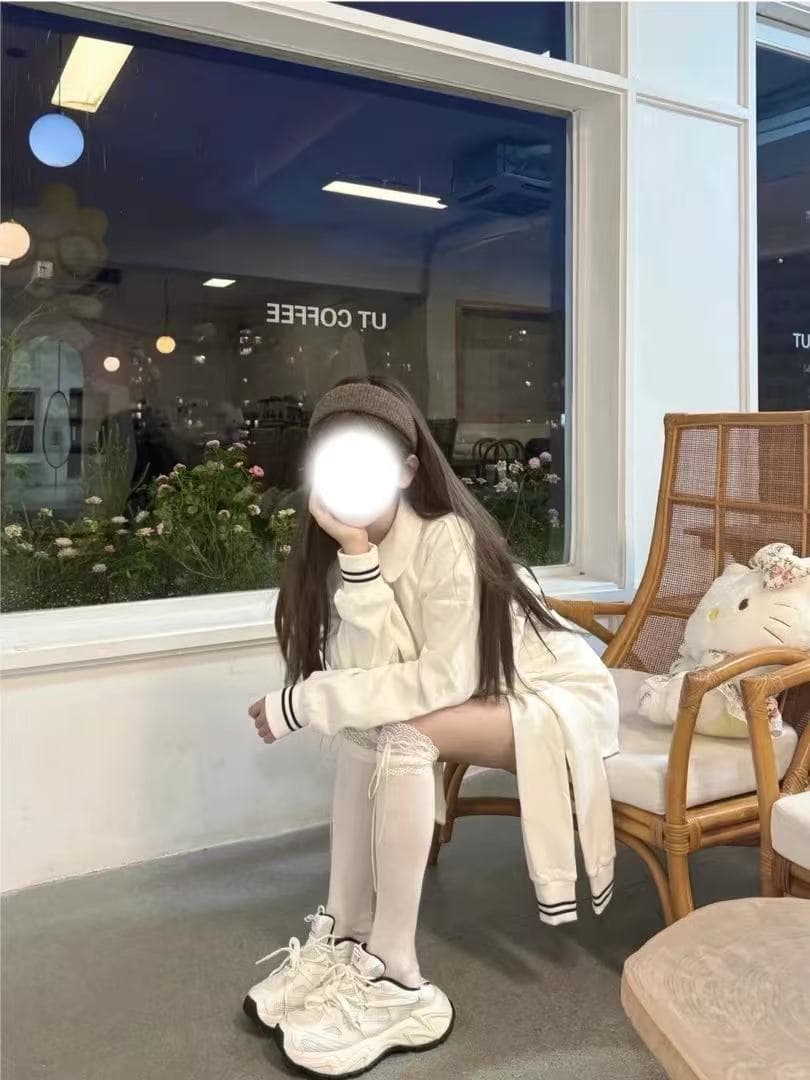학원 스타일 순수한 욕망 장난기 넘치는 베이비 칼라 후드티 레이스업 탈착식 반신 스커트 여성 가을 세트 상세 이미지 1