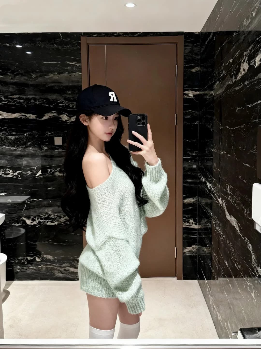 한 부서 비스듬한 어깨 느긋한 바람 느슨함 센스 품격 루즈핏 풀오버 하이웨이스트 스트레이트 반바지 두 조각 여성 세트 가을 겨울 상세 이미지 5
