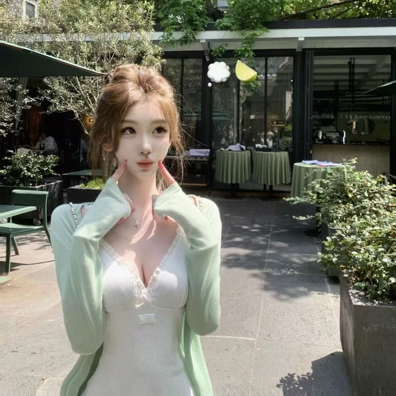 순수한 욕망 바람 핫걸 섹시함 몸매 가꾸기 슬립 여성 드레스 여름 긍정적 인 어깨 허리 수축 슬림해 보이는 청 새로운 녹색 외부 가져 가라. 오픈 가디건 상세 이미지 3