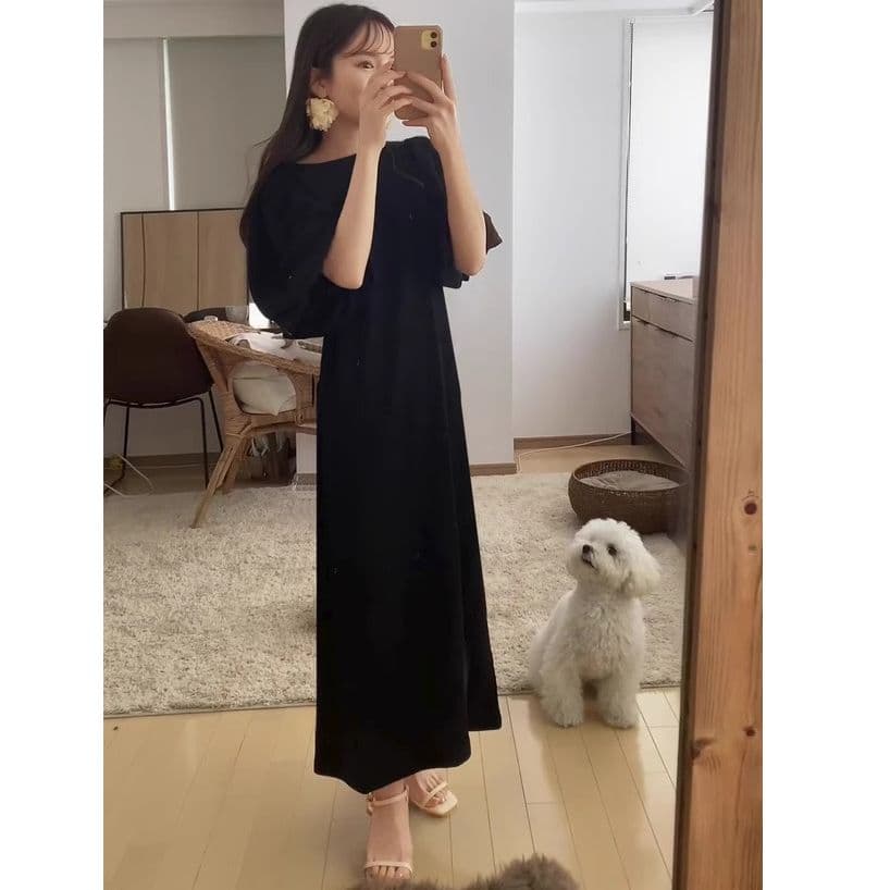 원본 대외 무역 한국 스타일 여름 새로운 라운드 넥 버블 반팔 드레스 상세 이미지 3