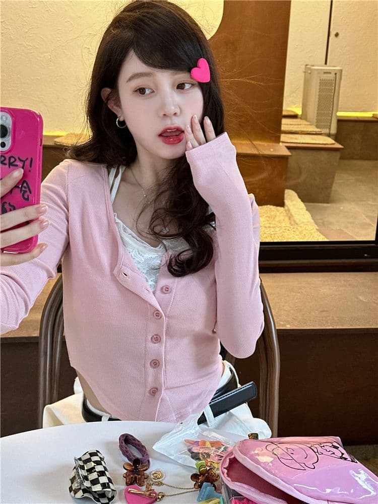 2026 순수한 욕망 부서 페이크 레이어드 맨위 봄 행침 목 Chic 몸매 가꾸기 곡선 밑단 슬림해 보이는 티셔츠 여성 상세 이미지 4