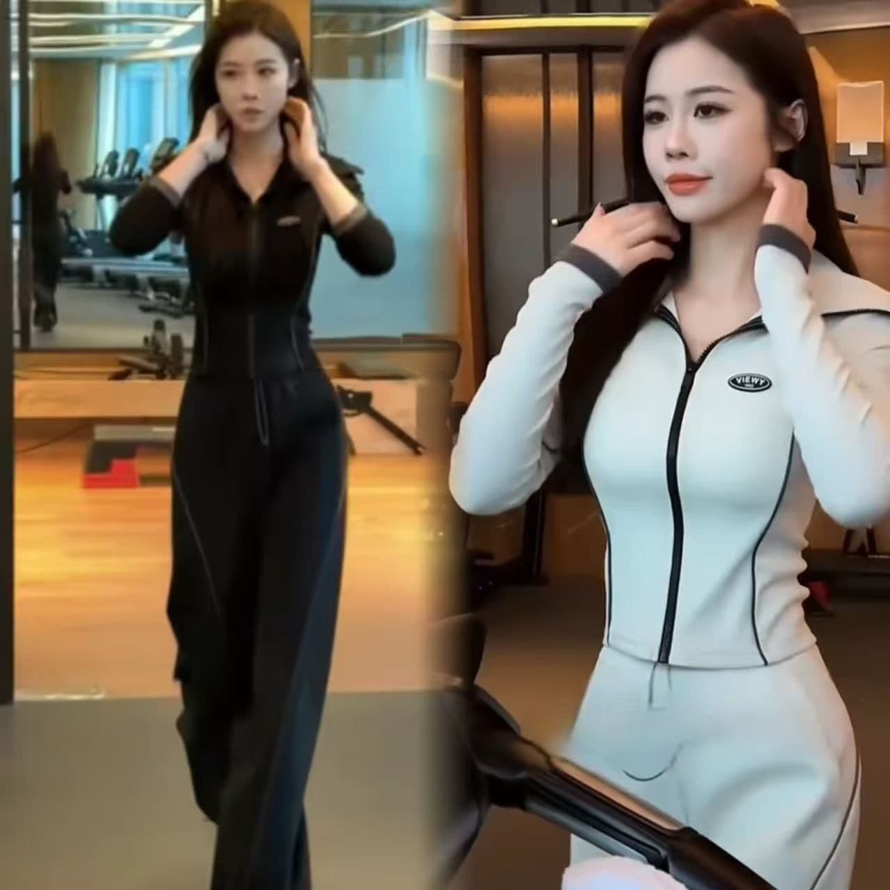 캐주얼 스포츠 슈트 여성 2026 봄 새로운 고급 유럽 상품 조수 브랜드 맨위 와이드 레그 팬츠 투피스 세트 936