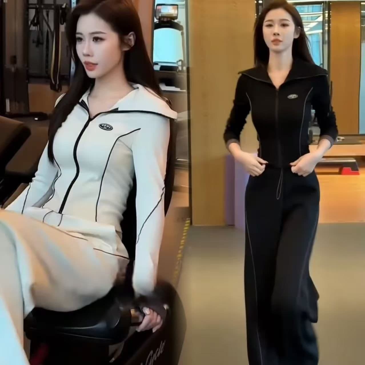 캐주얼 스포츠 슈트 여성 2026 봄 새로운 고급 유럽 상품 조수 브랜드 맨위 와이드 레그 팬츠 투피스 세트 936 상세 이미지 2