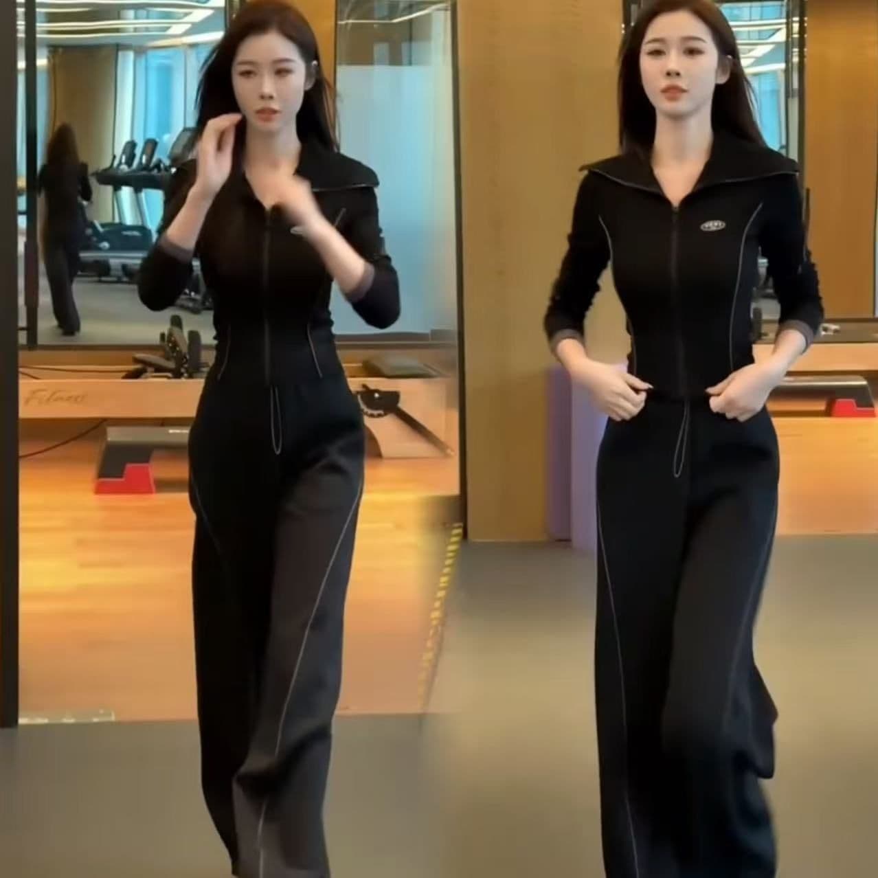 캐주얼 스포츠 슈트 여성 2026 봄 새로운 고급 유럽 상품 조수 브랜드 맨위 와이드 레그 팬츠 투피스 세트 936 상세 이미지 5