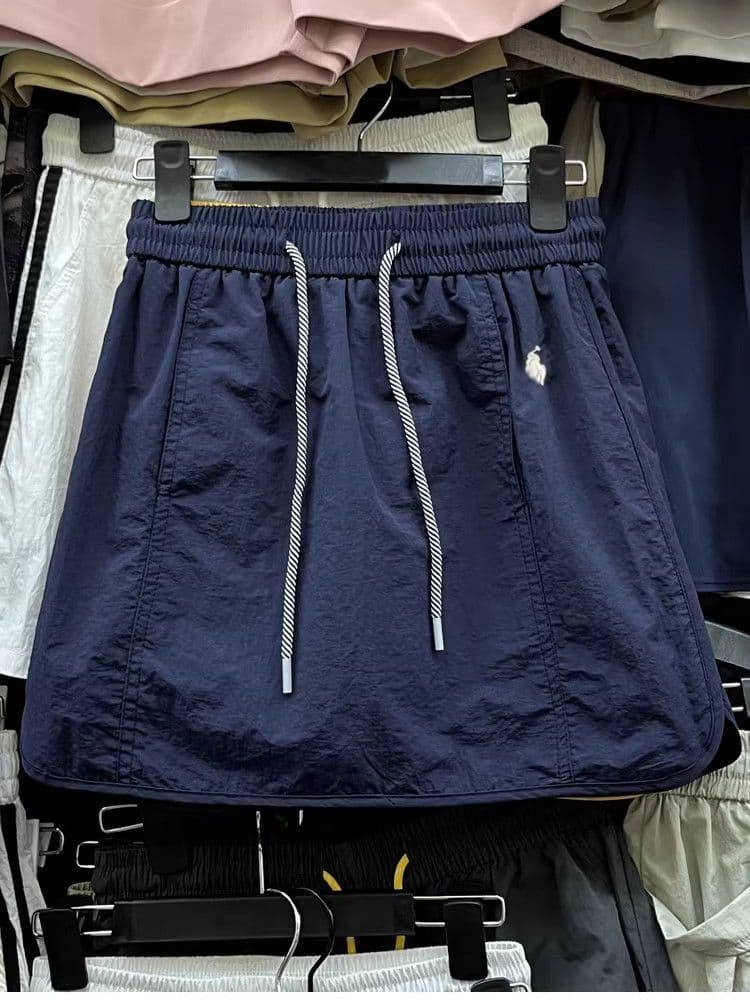 원본 원단 미니멀리즘 캐주얼 속도 건조한 재료 한국 스타일 하이웨이스트 펌프 로프 A라인 스커트 노출 방지 미니 스커트 상세 이미지 3