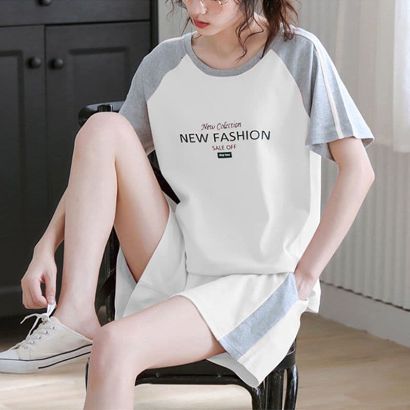 스포츠 슈트 여성 여름 2026 새로운 패션 루즈핏 한국 스타일 반팔 반바지 연령 감소 슬림해 보이는 캐주얼 투피스 세트 상세 이미지 4