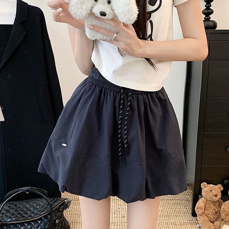 펌프 로프 패치워크 꽃밭 랜턴 미니 스커트 여름 새로운 한 부서 캐주얼 슬림해 보이는 루즈핏 반신 스커트