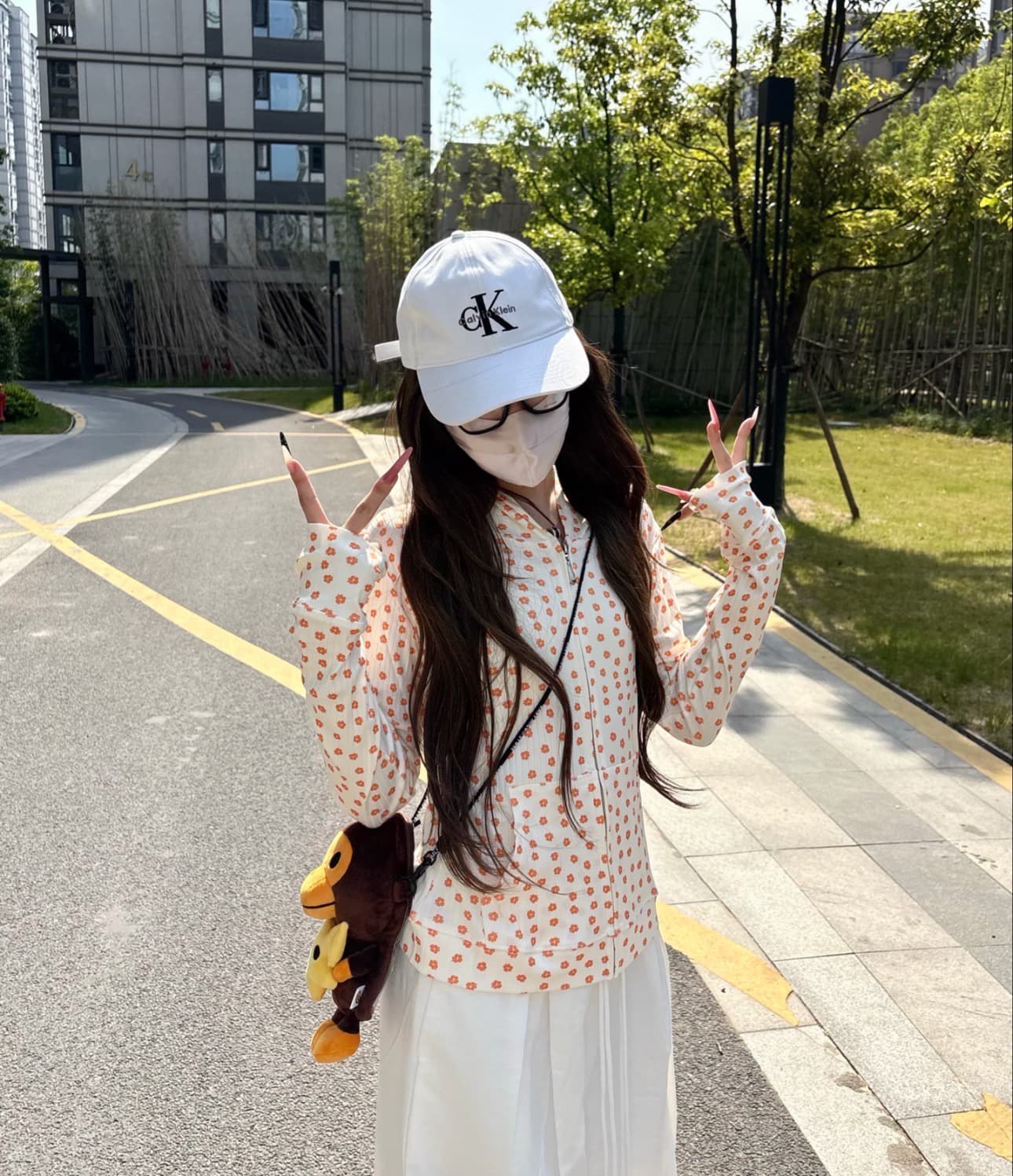 아메리칸 시간 아직도 느낌 품격 데이지 프린트 후드 지퍼 여성 코트 여름 슬림해 보이는 얇고 가벼운 태양 보호 셔츠 맨위 트렌디 상세 이미지 1