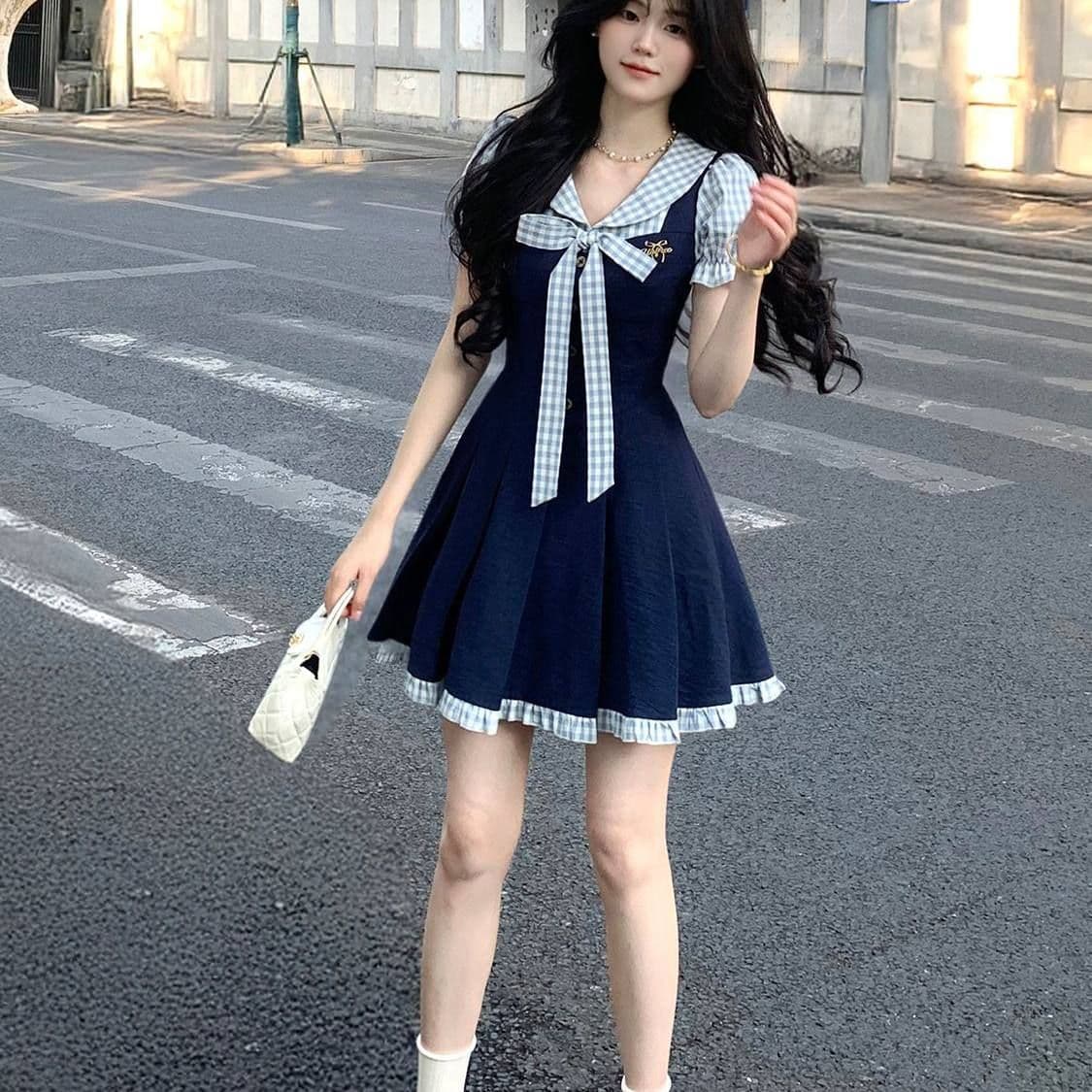 프랑스식 패션 품격 체크무늬 패치워크 페이크 레이어드 드레스 여자 학생 여름 새로운 허리 수축 슬림해 보이는 짧은 치마 이미지 4