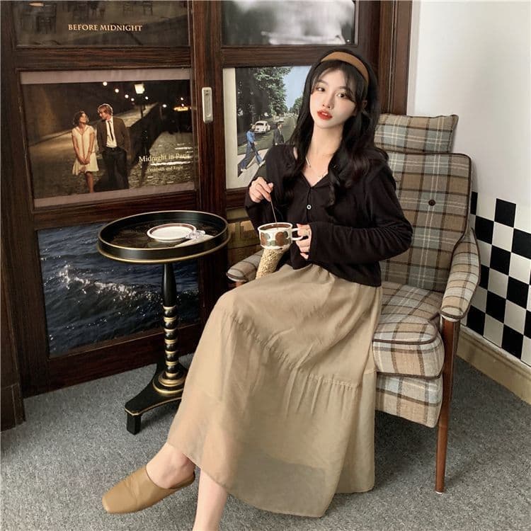 매우 요정 ~ 중 망사 반신 스커트 여성 봄 드레스 2026 새로운 하이웨이스트 슬림해 보이는 중간 길이 A라인 스커트 우산 치마 상세 이미지 9