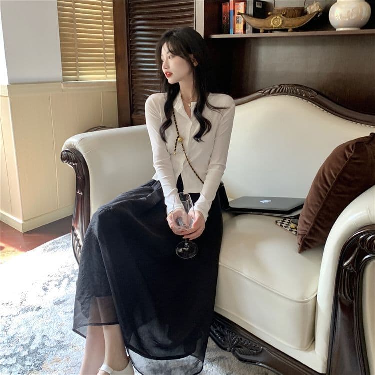 매우 요정 ~ 중 망사 반신 스커트 여성 봄 드레스 2026 새로운 하이웨이스트 슬림해 보이는 중간 길이 A라인 스커트 우산 치마 상세 이미지 28