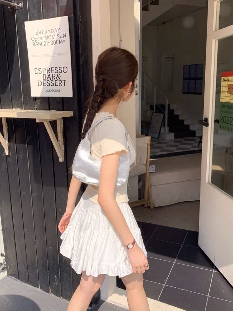 경관 그림 정가 디자인 센스 프릴 레이스업 반팔 티셔츠 여성 여름 순수한 욕망 바람 몸매 가꾸기 슬림해 보이는 쇼트 스타일 맨위 상세 이미지 12