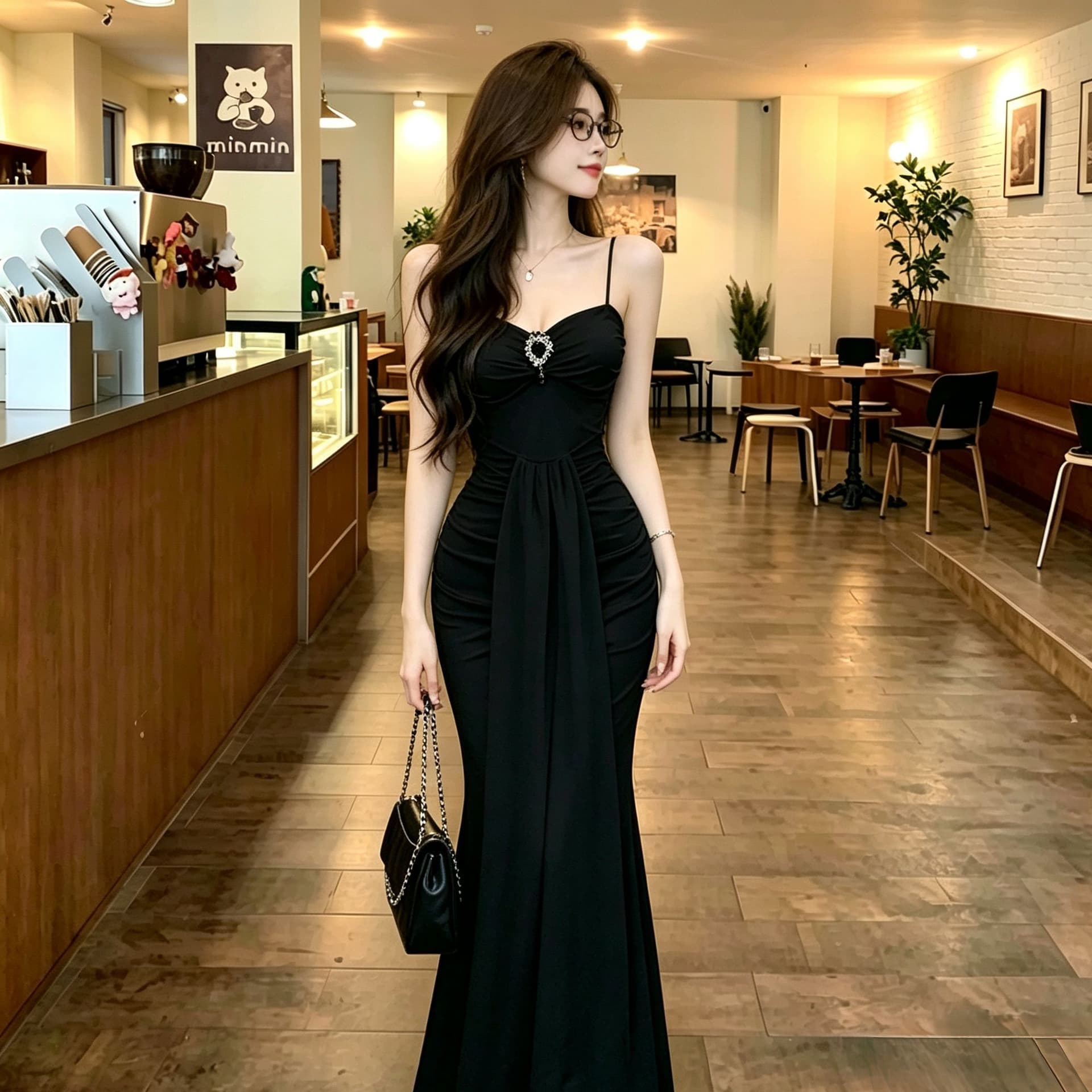 순수한 욕망 섹시함 슬립 인어 꼬리 롱 스커트 여성 몸매 가꾸기 허리 수축 주름 슬림해 보이는 품격 이브닝 드레스 롱 코트 드레스 상세 이미지 2