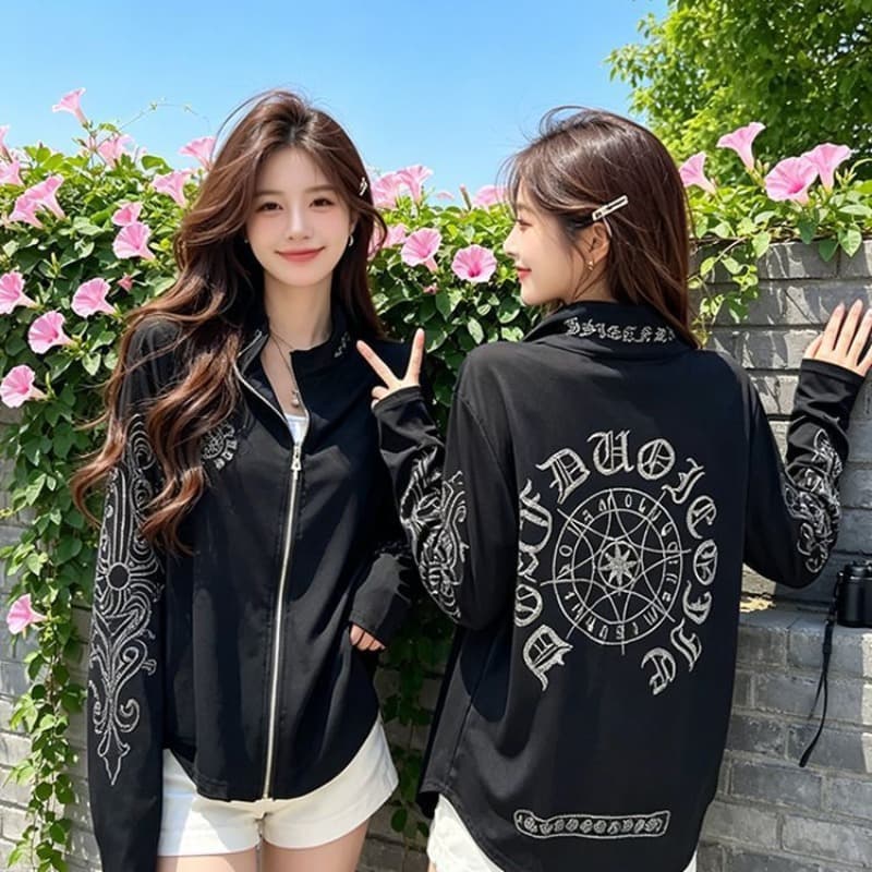 원단 모방 눈꽃 면 원본 마 다용도 루즈핏 자외선 차단 재킷 여름 자외선 차단 오픈 가디건 여성 2026 스탠드 칼라 이미지 5