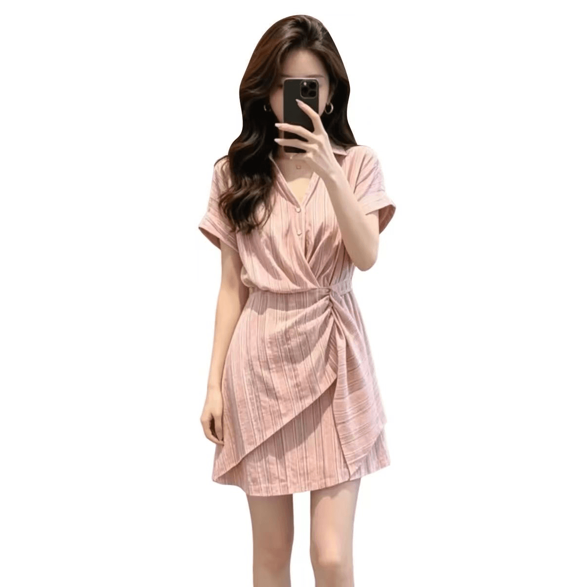 프랑스식 사소한 핑크색 스트라이프 반팔 점프 슈트 치마 여성 의류 여름 2026 새로운 로얄 자매 빛 요리 한 절대적으로 이미지 5