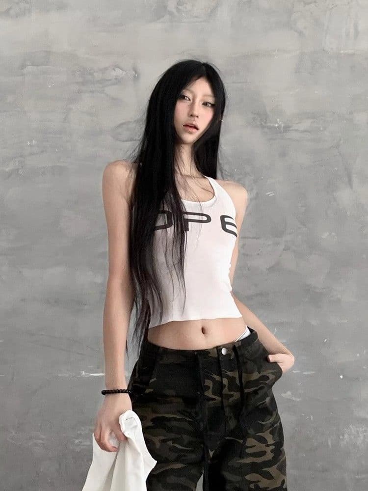 260 그램 사람들 면 모달 알파벳 프린트 캐미솔 기본 셔츠 몸매 가꾸기 단어 맨위 이미지 3