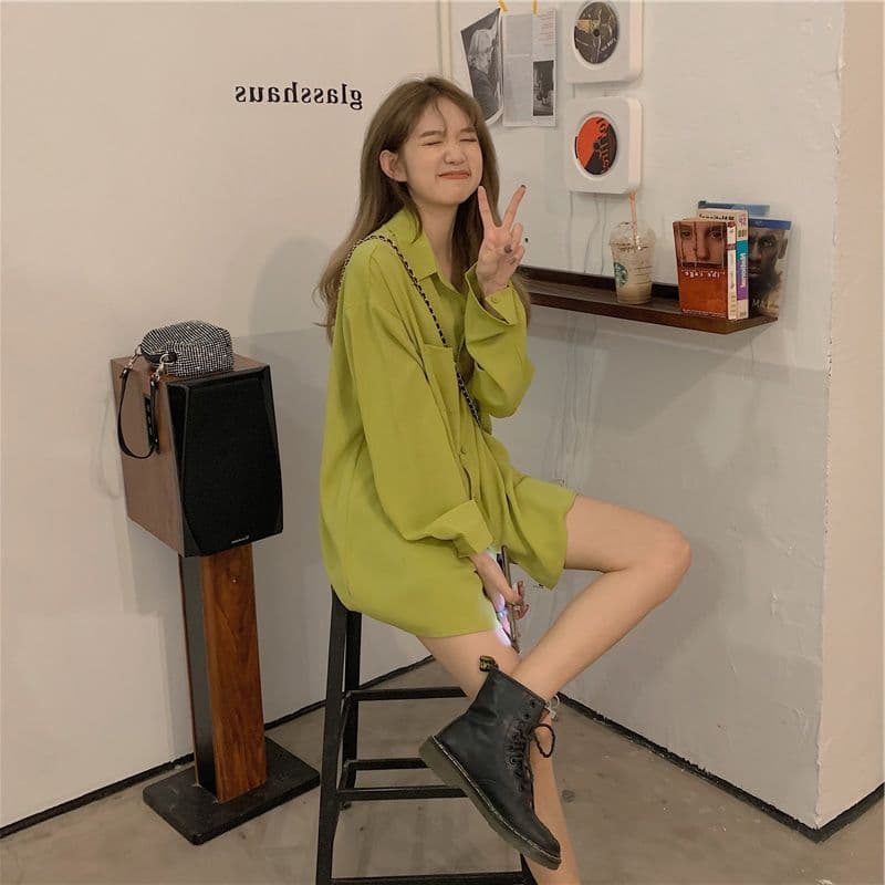 셔츠 여성 코트 봄 가을 디자인 센스 작은 대중 외부 가져 가라. 오픈 가디건 Chic 이른 가을 긴팔 맨위 이미지 5