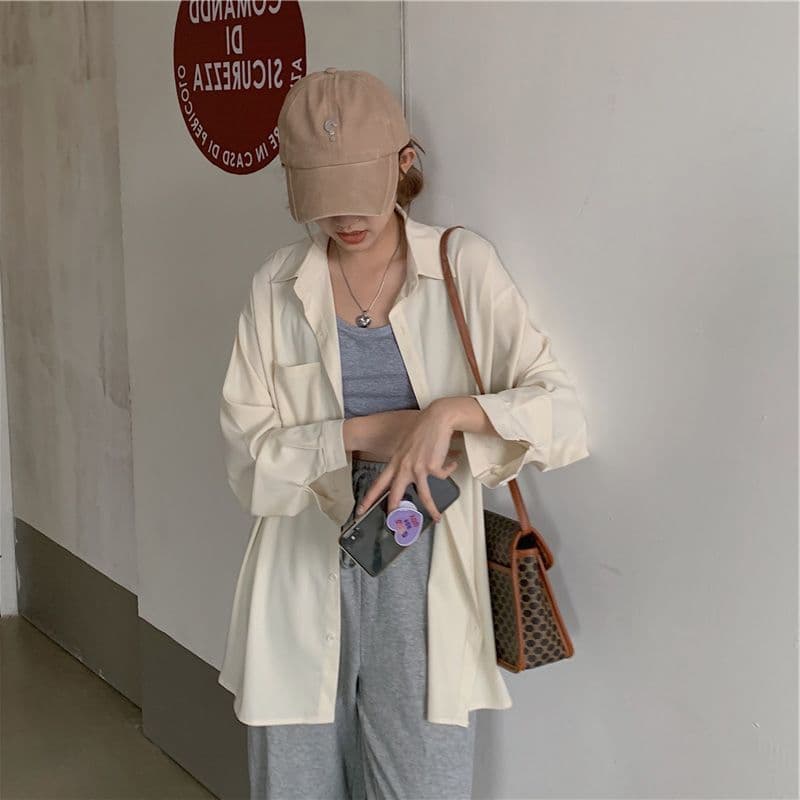 셔츠 여성 코트 봄 가을 디자인 센스 작은 대중 외부 가져 가라. 오픈 가디건 Chic 이른 가을 긴팔 맨위 상세 이미지 1
