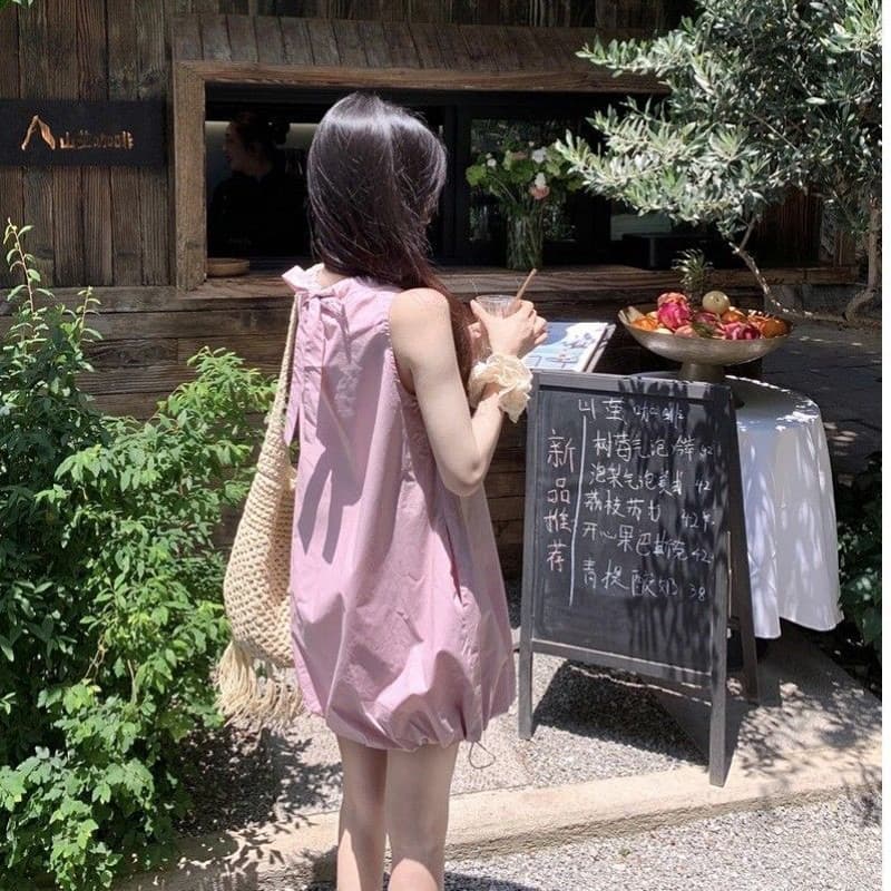 부드러운 바람 연령 감소 디자인 센스 핑크색 레이스업 여성 드레스 여름 2026 새로운 단색 꽃밭 치마 미니 스커트 상세 이미지 3