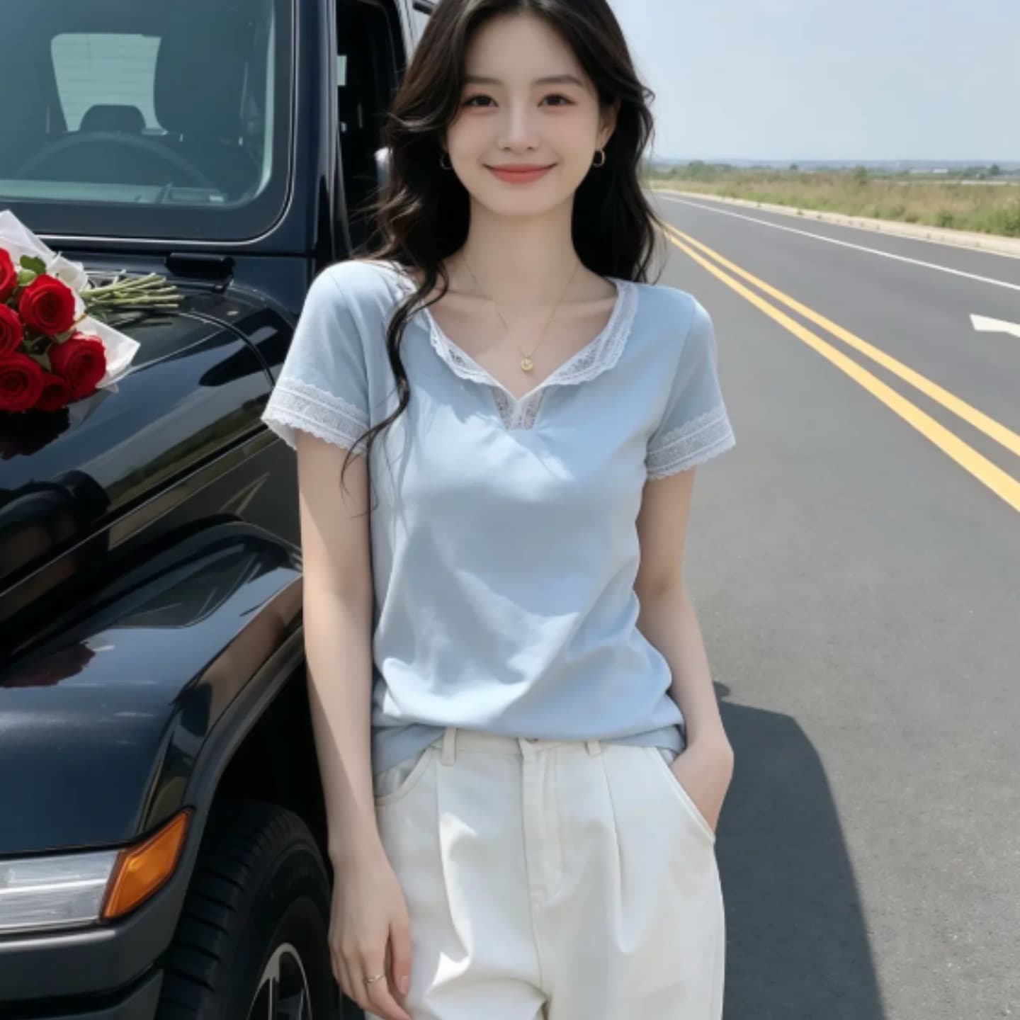 눈꽃 면 한 부서 불가사리 프린트 블라우스 26 봄 여름 새로운 루즈핏 캐주얼 핫걸 달콤함 긴팔 티셔츠 여성 상세 이미지 1